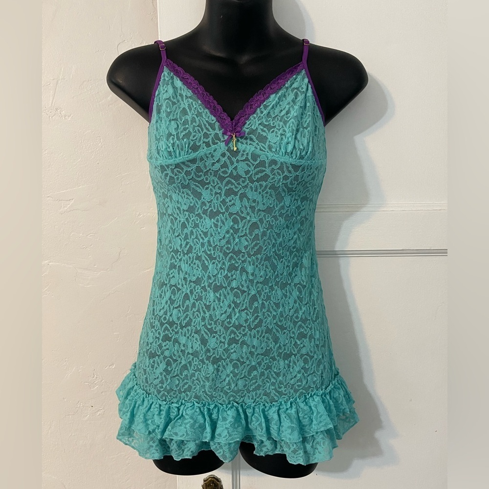 Y2K Victoria’s Secret Lace slip dress with Purple Trim
